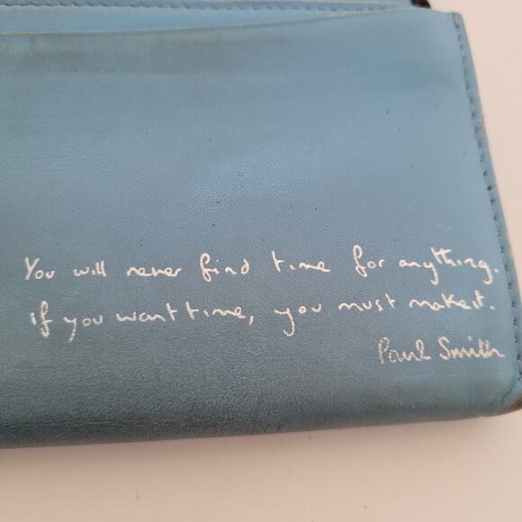 Paul Smith Love Letter Cow Leather Wallet Black Blue Boho Designer Large Envelop - Picture 4 of 13